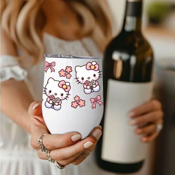 Hello Kitty 12oz Insulated Stainless Steel Mug with Lid Spill Proof BPA Free New - Picture 5 of 10